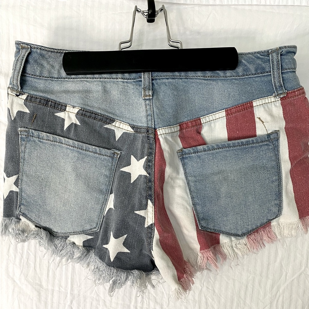 American Flag Mossimo Distressed Jean Shorts
